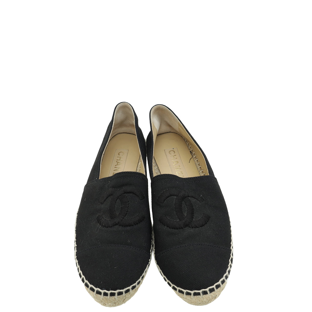 Chanel Black CC Cap Toe Espadrille 38