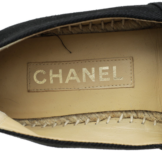 Chanel Black CC Cap Toe Espadrille 38