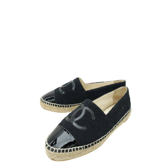 Chanel Black CC Cap Toe Fabric Espadrille 36