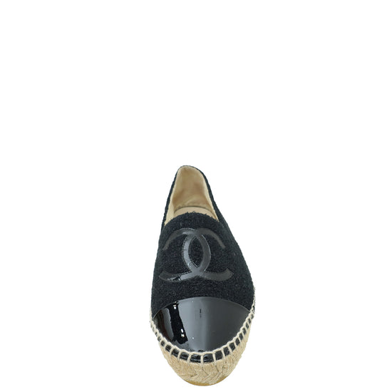 Chanel Black CC Cap Toe Fabric Espadrille 36