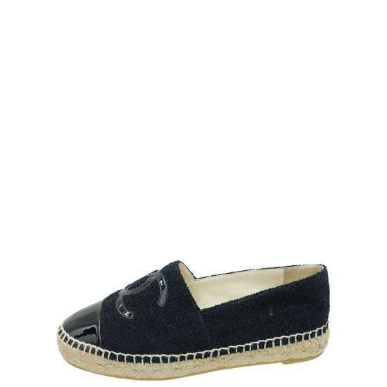 Chanel Black CC Cap Toe Fabric Espadrille 36