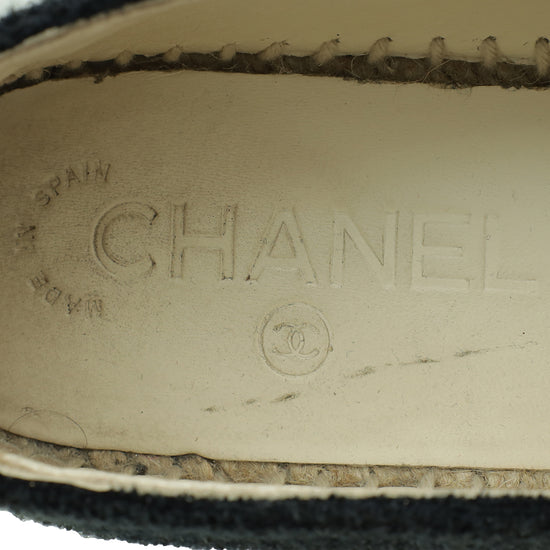 Chanel Black CC Cap Toe Fabric Espadrille 36