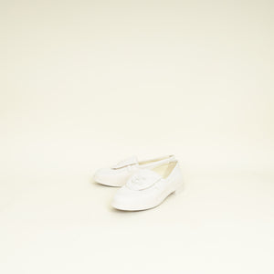 Chanel Cream CC Pocket Quilted Moccasin Loafer 37