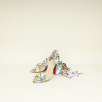 Christian Louboutin White Multicolor Crosse Du Desert 100 Ankle Tie Sandals 39