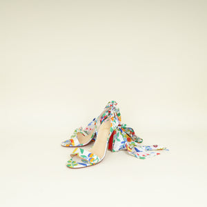 Christian Louboutin White Multicolor Crosse Du Desert 100 Ankle Tie Sandals 39