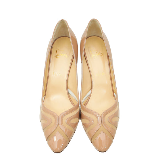 Christian Louboutin Nude Rete Olive 85 Pump 40.5