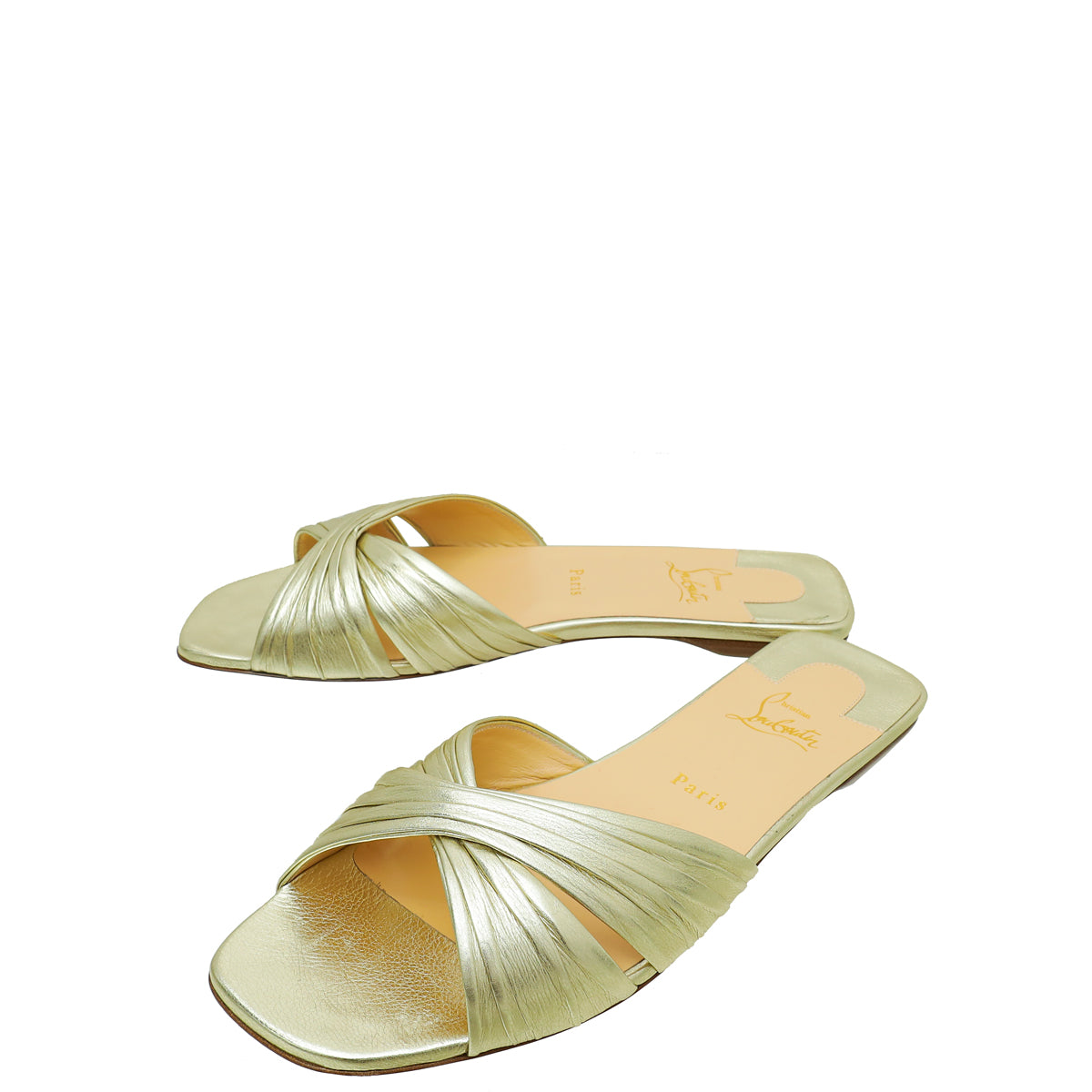 Christian Louboutin Metallic Gold Nicol Is Back Flat Sandal 40-Christian Louboutin-THE CLOSET