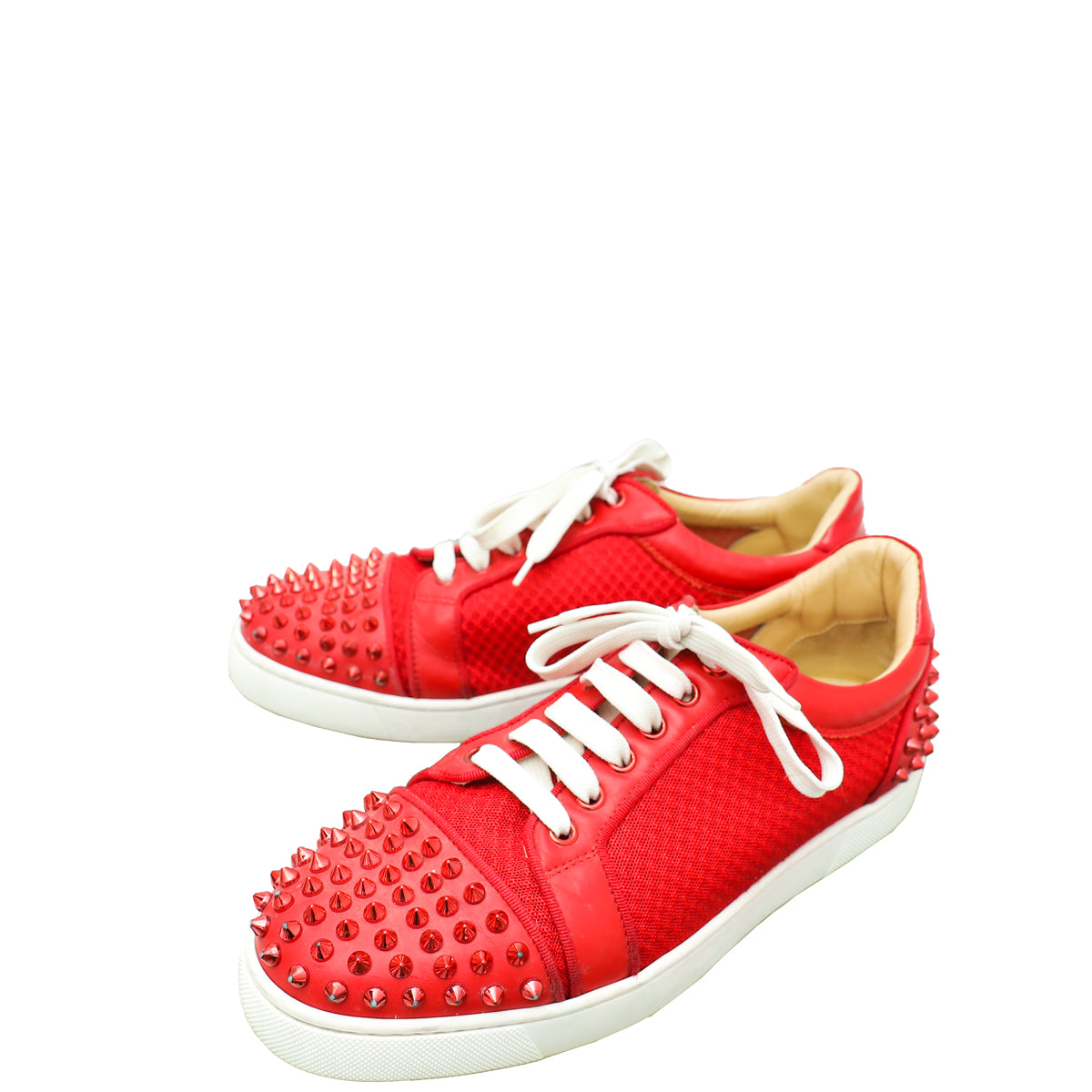 Christian Louboutin Red Vieira Spikes Low Top Sneakers 40 – THE