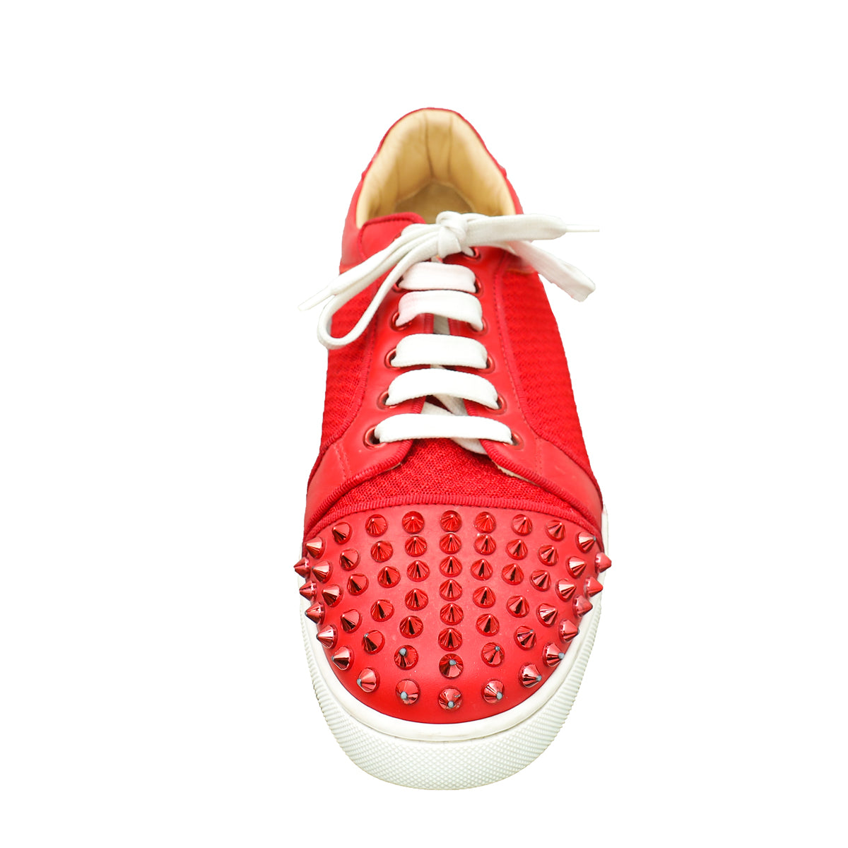 Christian Louboutin Red Vieira Spikes Low Top Sneakers 40