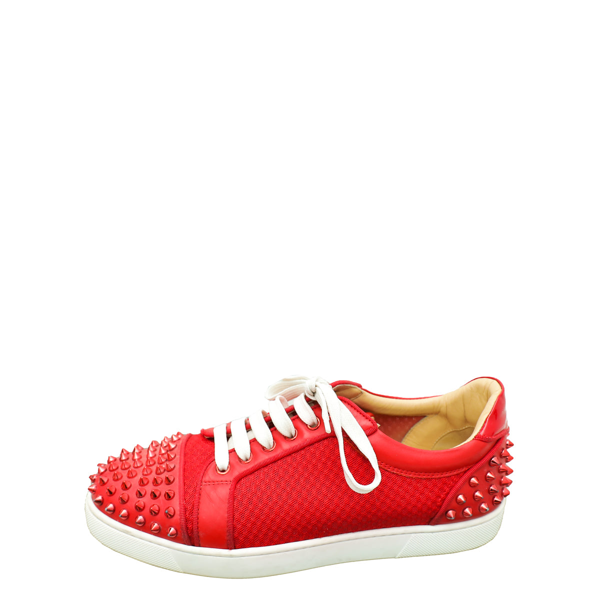 Christian Louboutin Red Vieira 2 Spikes Low Top Sneakers 40