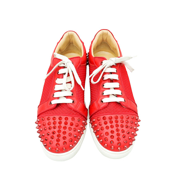 Christian Louboutin Red Vieira 2 Spikes Low Top Sneakers 40