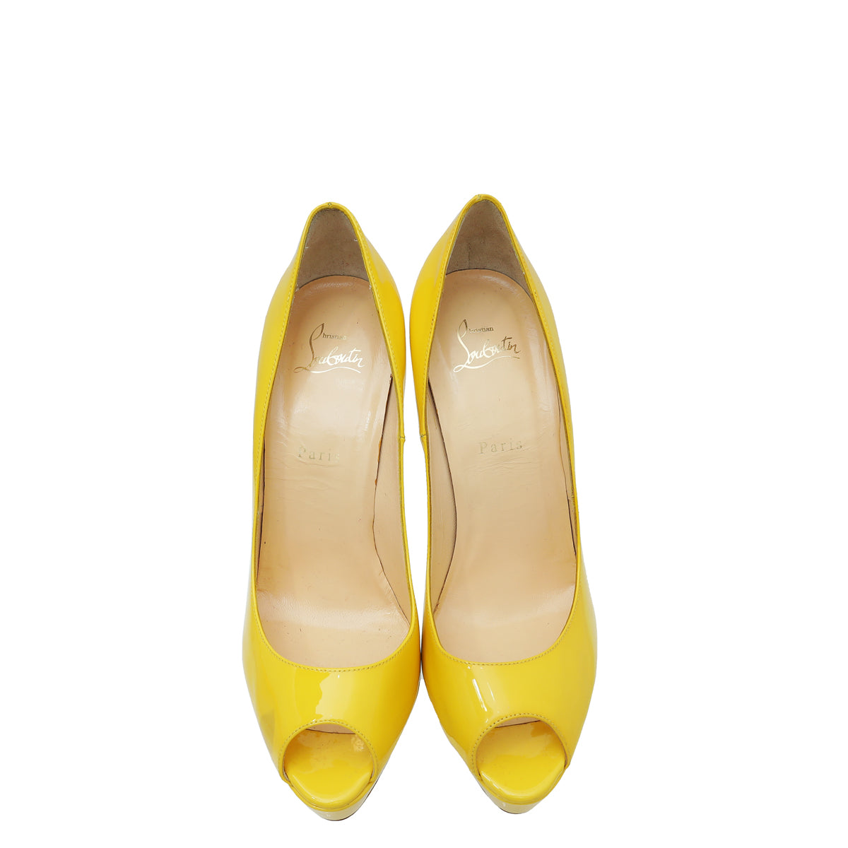 Christian Louboutin Yellow Lady Peep 150 Pump 41 – THE CLOSET