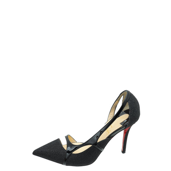 Christian Louboutin Black Glitter Edith Pumps 35