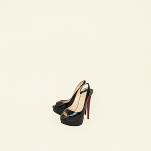 Christian Louboutin Black Lady Peep Slingback Pump 37.5