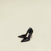 Christian Louboutin Black Iriza Croco Embossed 100 Pumps 37.5