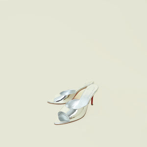 Christian Louboutin Metallic Silver Miss Z 80 Mules 37