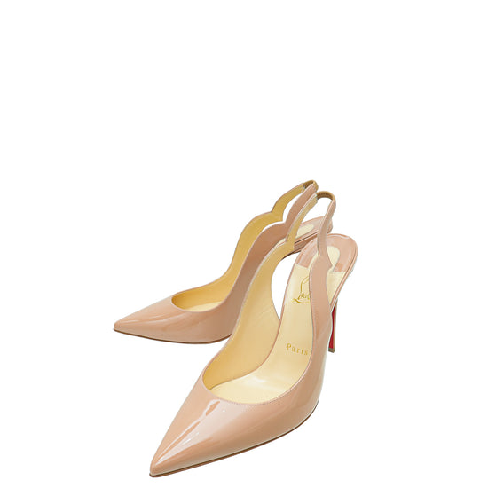Christian Louboutin Nude Hot Chick Sling 100 Pumps 38.5