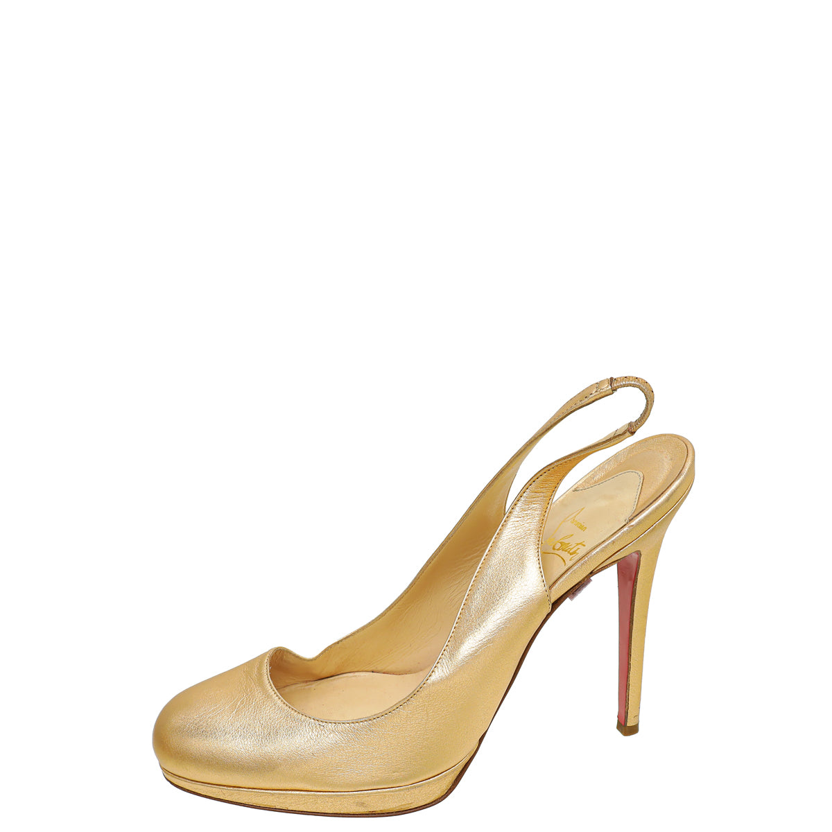 Christian Louboutin Metallic Rose Gold Platform Slingback Pump