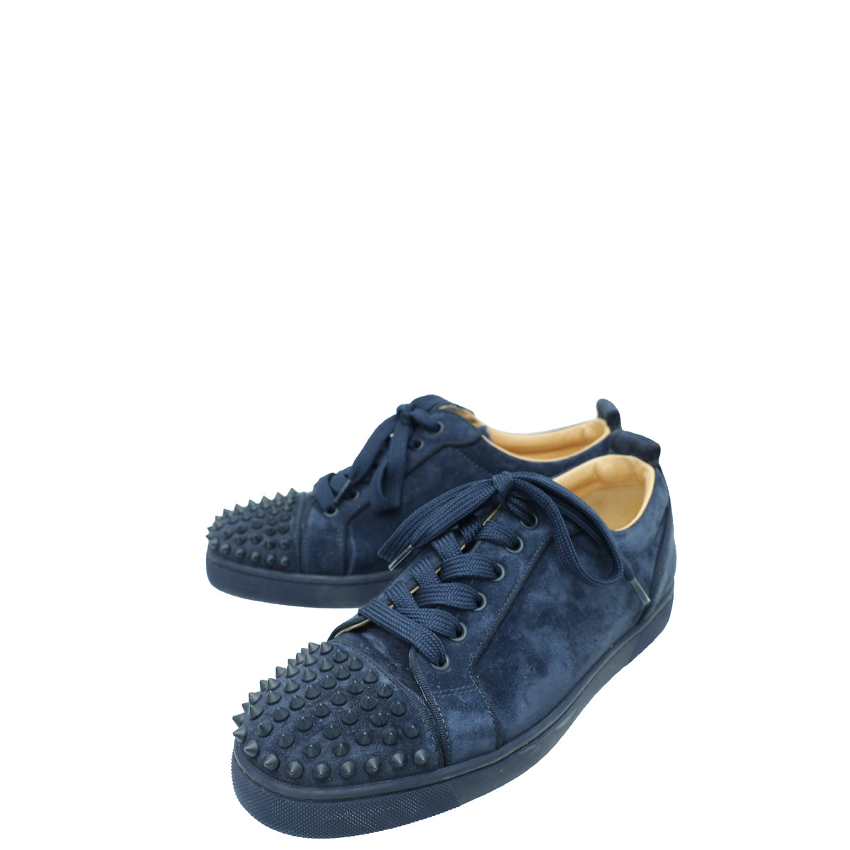 Christian Louboutin Navy Blue Louis Junior Spike Sneakers 39.5