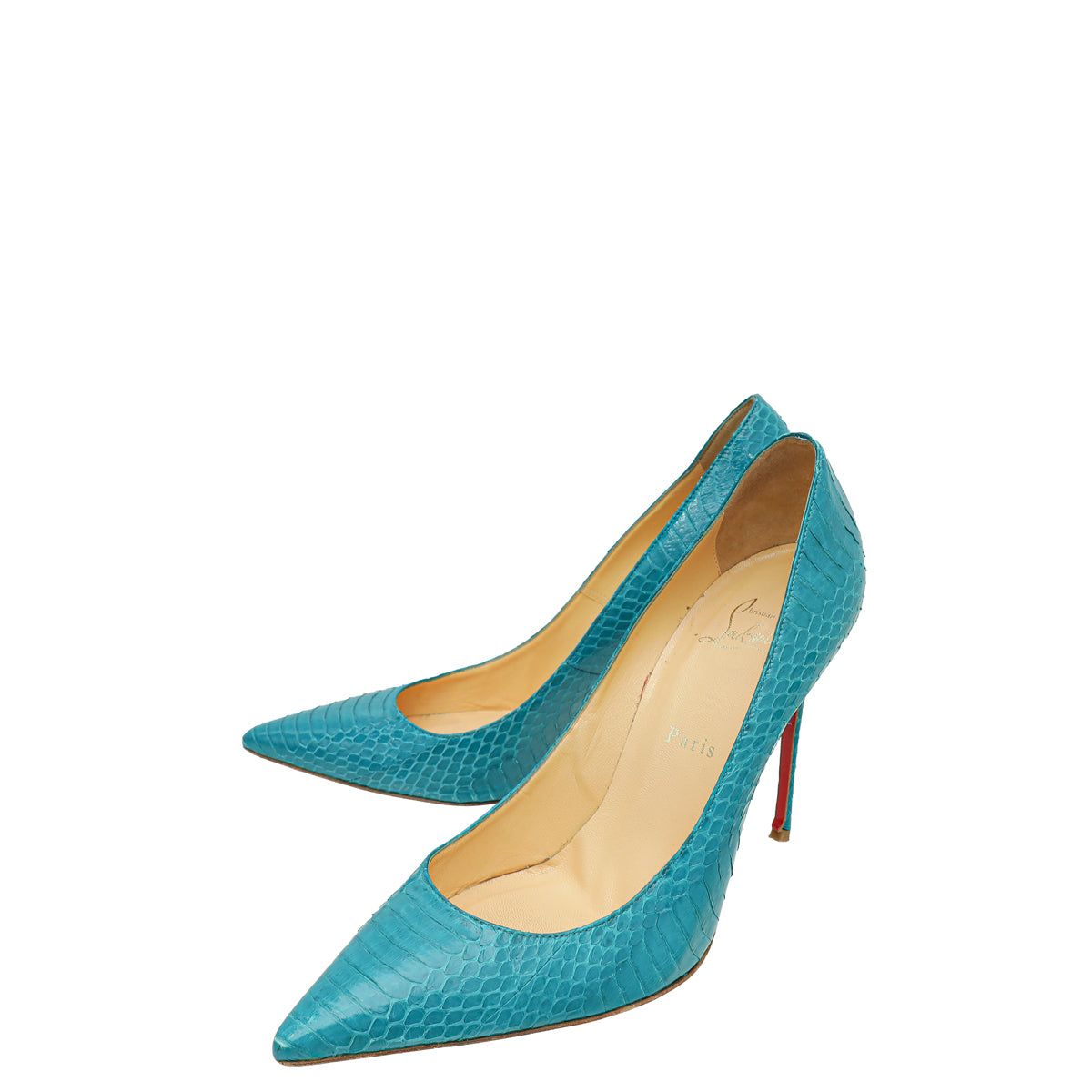 Christian Louboutin Turquoise Python So Kate Pump - Main Image