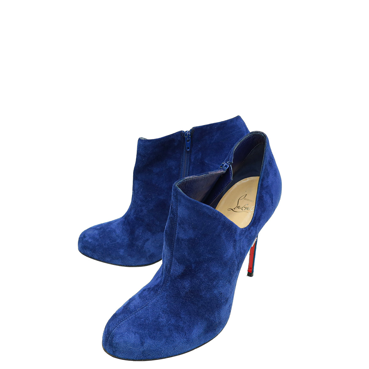 Christian Louboutin Blue Suede Side Zip Ankle High Boot 40-Christian Louboutin-THE CLOSET