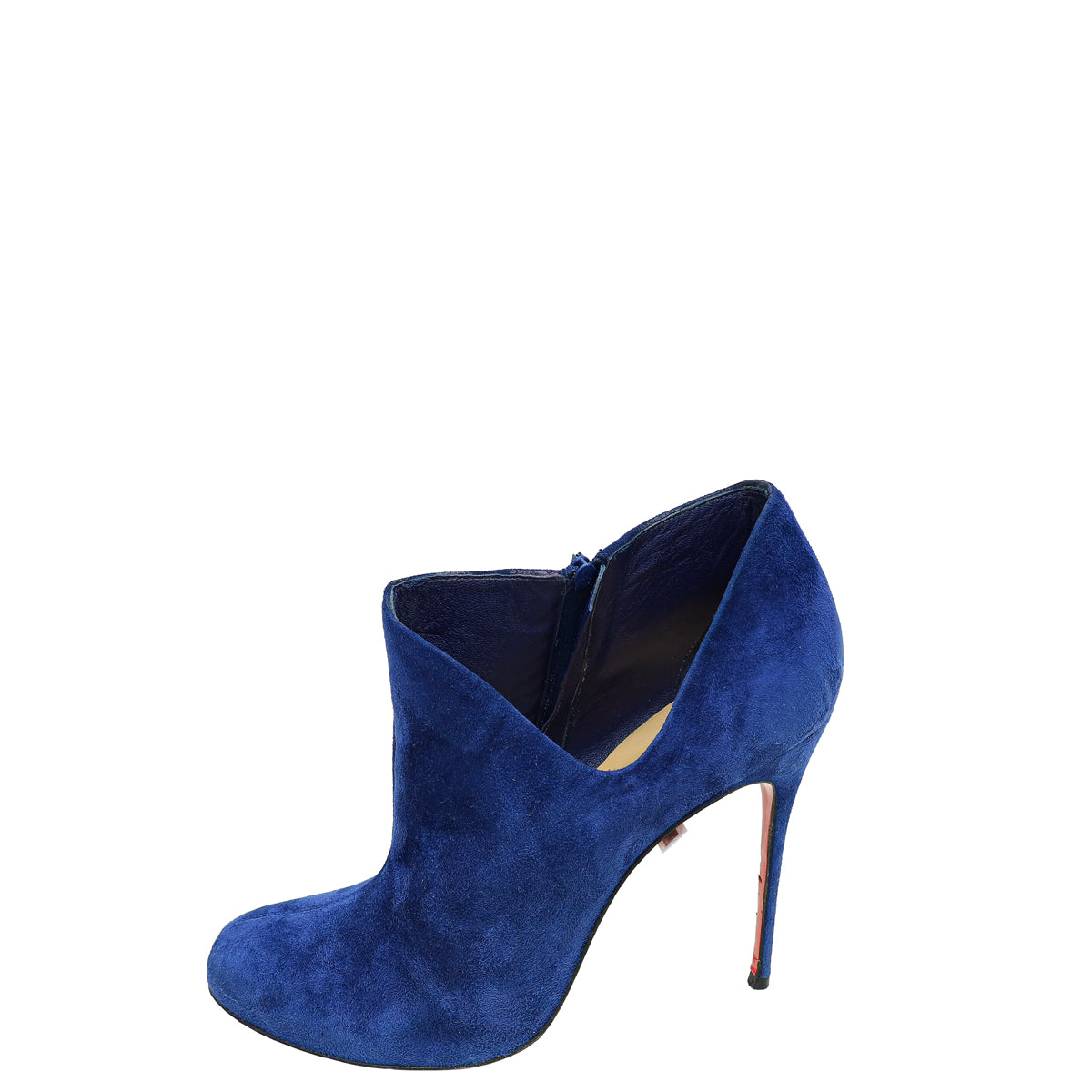 Christian Louboutin Blue Suede Side Zip Ankle High Boot 40