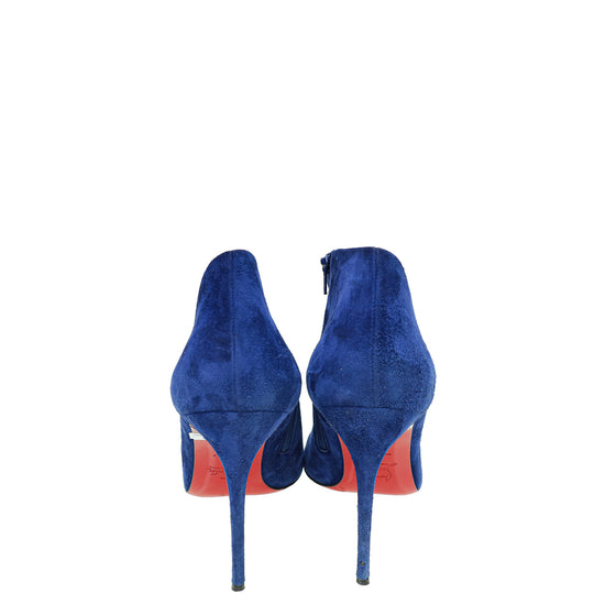 Christian Louboutin Blue Suede Side Zip Ankle High Boot 40