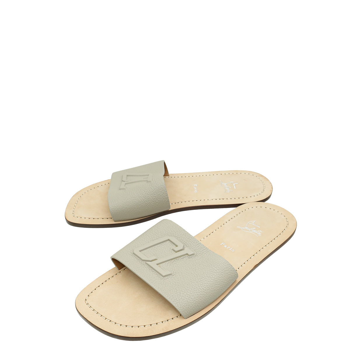 Christian Louboutin Light Grey "CL" Mule 43-Christian Louboutin-THE CLOSET