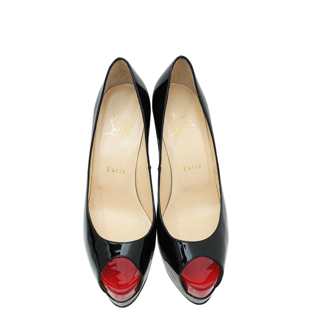 Christian Louboutin Black Lady Peep Toe Pump 37