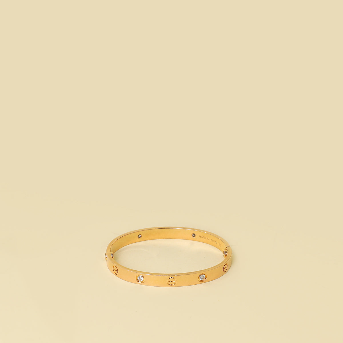 Cartier 18K Rose Gold Love Classic Model 4 Diamond Bracelet 17-Cartier-THE CLOSET