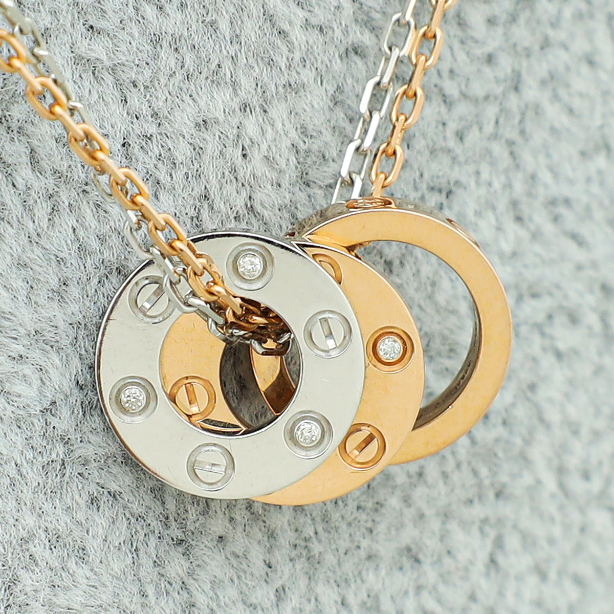 Cartier 18K Bicolor Gold Love 6 Diamond Pendant Necklace