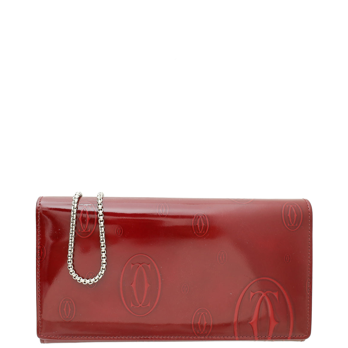 Cartier Dark Red Happy Birthday Flap Chain Wallet