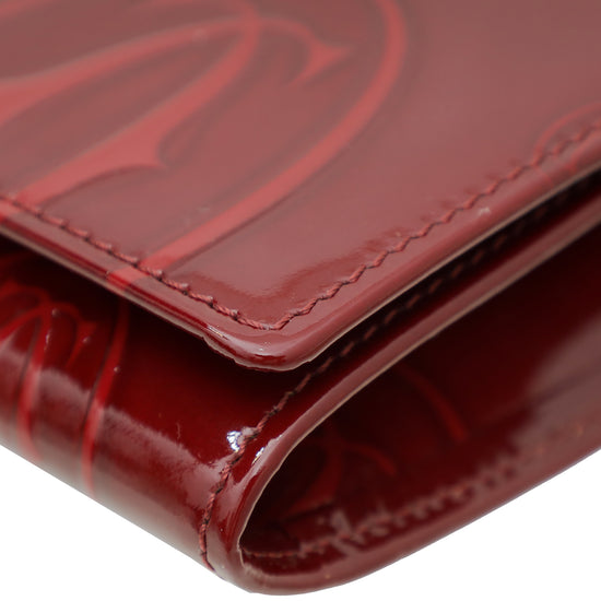 Cartier Dark Red Happy Birthday Flap Chain Wallet