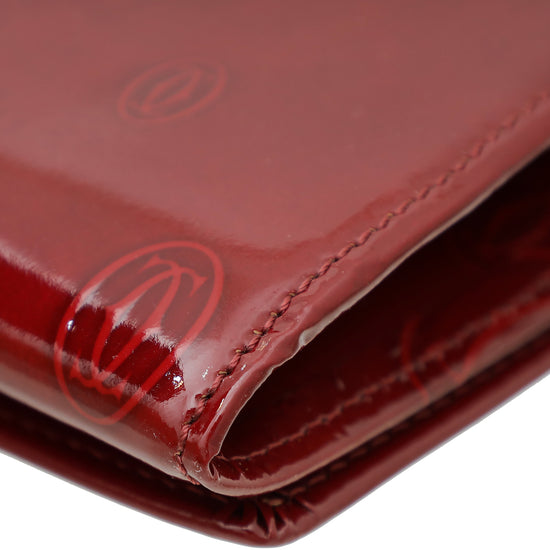 Cartier Dark Red Happy Birthday Flap Chain Wallet