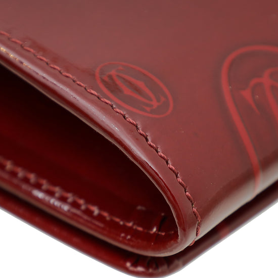 Cartier Dark Red Happy Birthday Flap Chain Wallet