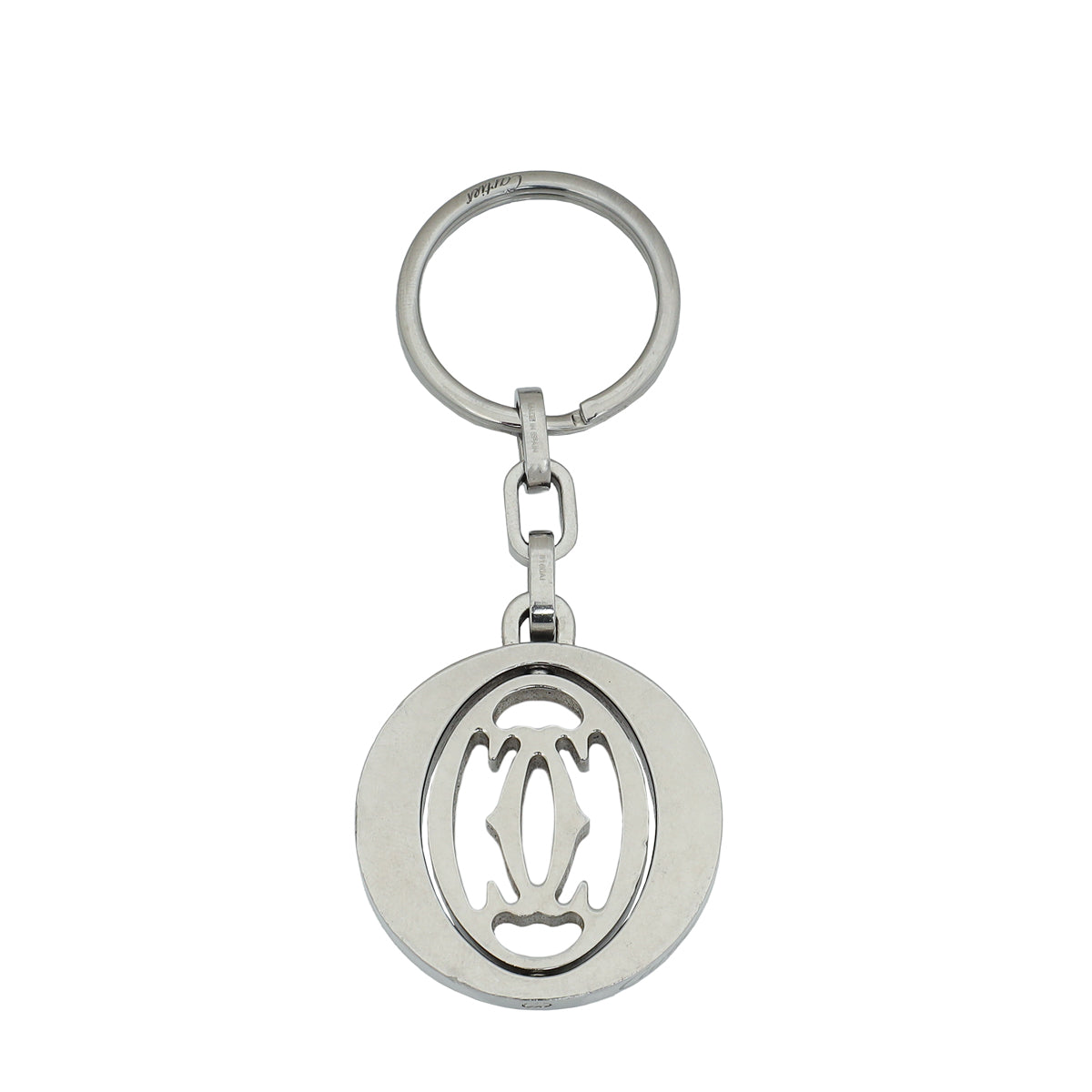 Cartier Stainless Steel Double C Rotating Motif Key Ring