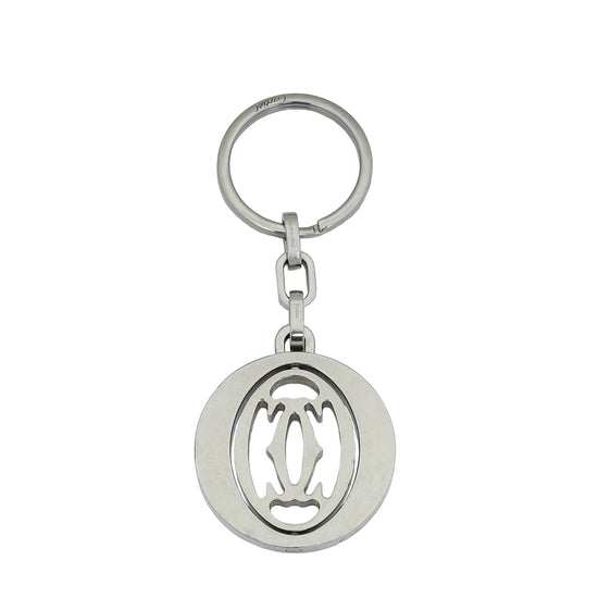 Cartier Stainless Steel Double C Rotating Motif Key Ring