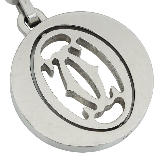 Cartier Stainless Steel Double C Rotating Motif Key Ring