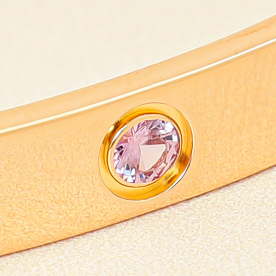 Cartier 18K Rose Gold Pink Sapphire Love Cuff Bracelet 18-Cartier-THE CLOSET