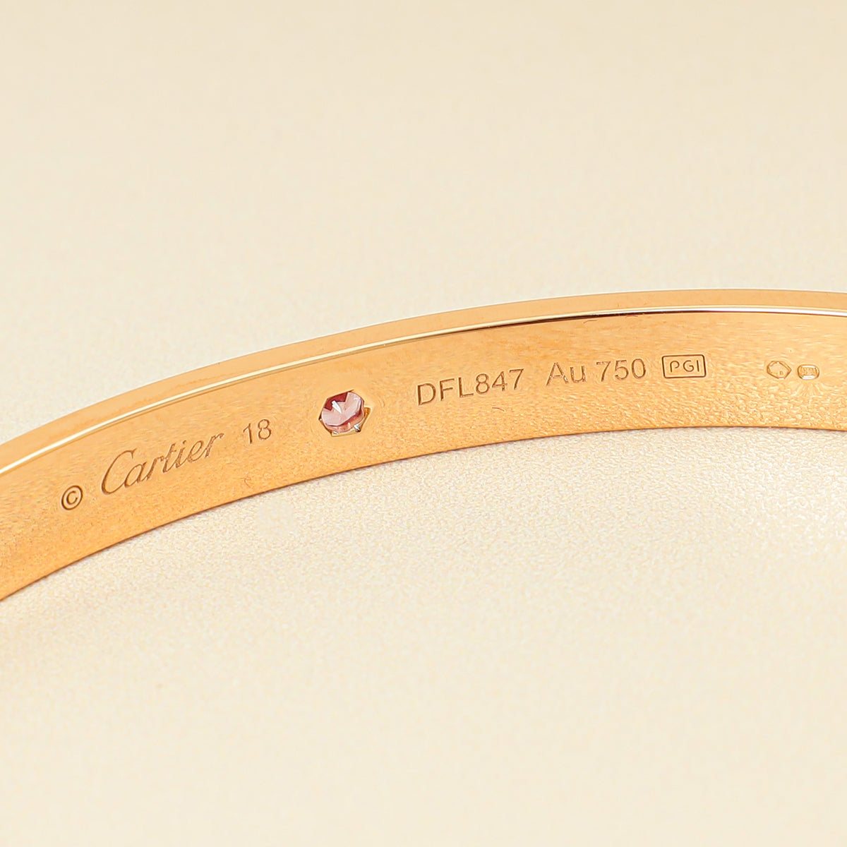 Cartier 18K Rose Gold Pink Sapphire Love Cuff Bracelet 18-Cartier-THE CLOSET