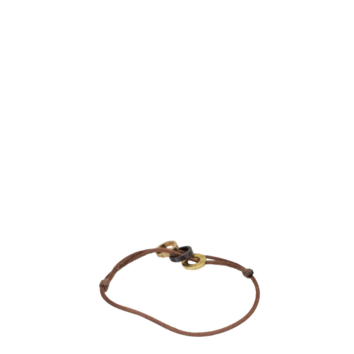 Cartier 18K Yellow Gold Brown Ceramic Cord Love Diamond Bracelet-Cartier-THE CLOSET