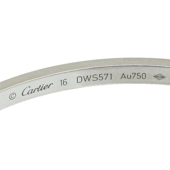 Cartier 18K White Gold Love Small Model Bracelet 16