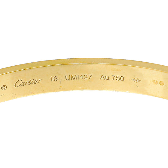 Cartier 18K Yellow Gold Love Classic Bracelet 16