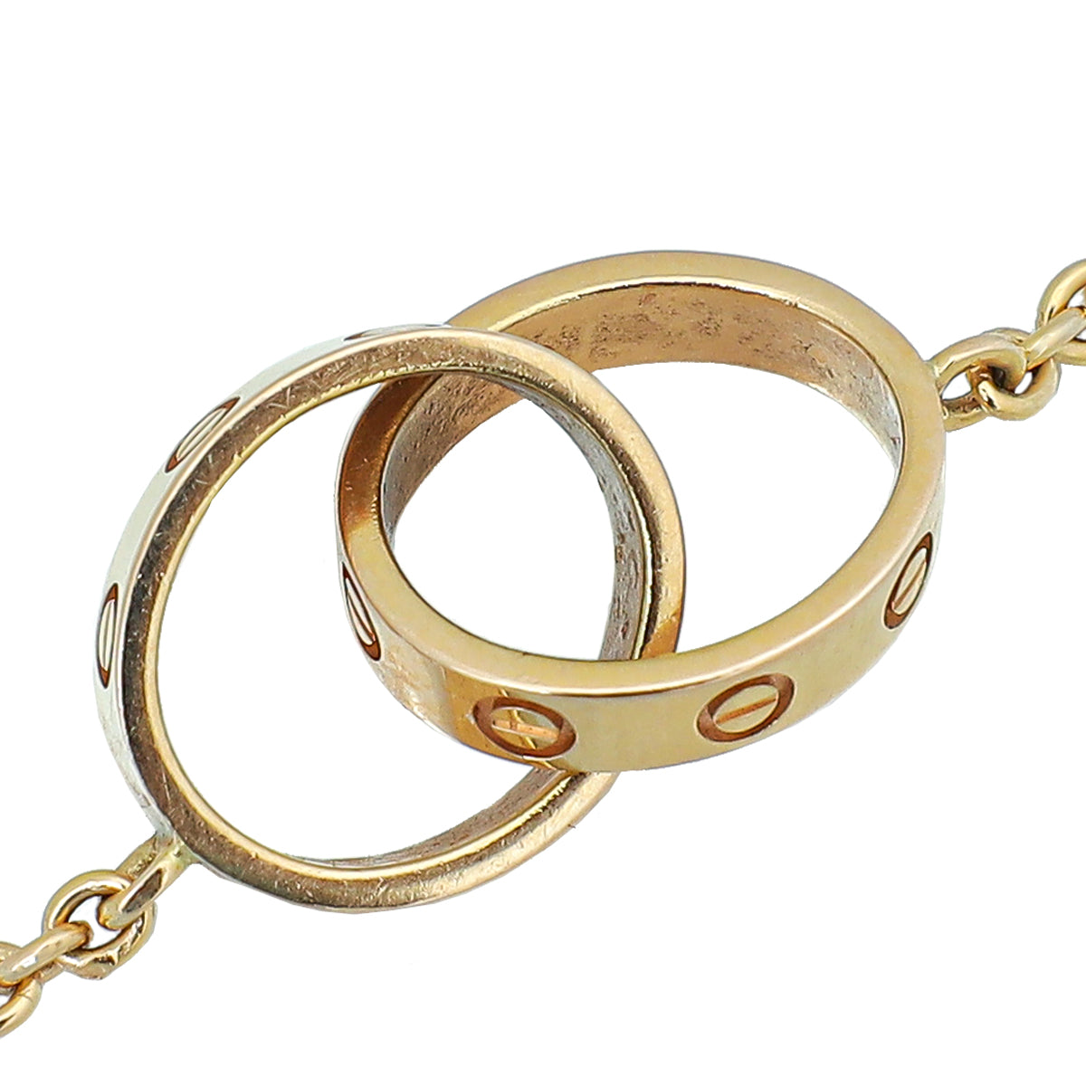 Cartier 18K Pink Gold Love Hoops Chain Bracelet-Cartier-THE CLOSET
