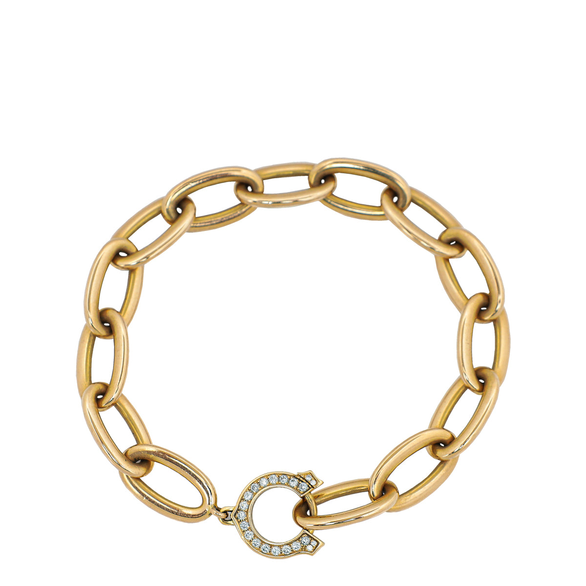 Cartier 18K Rose Gold Diamond C De Cartier Links Bracelet-Cartier-THE CLOSET