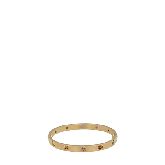 Cartier 18K Rose Gold Diamond Love Coloured Stones Bracelet 18