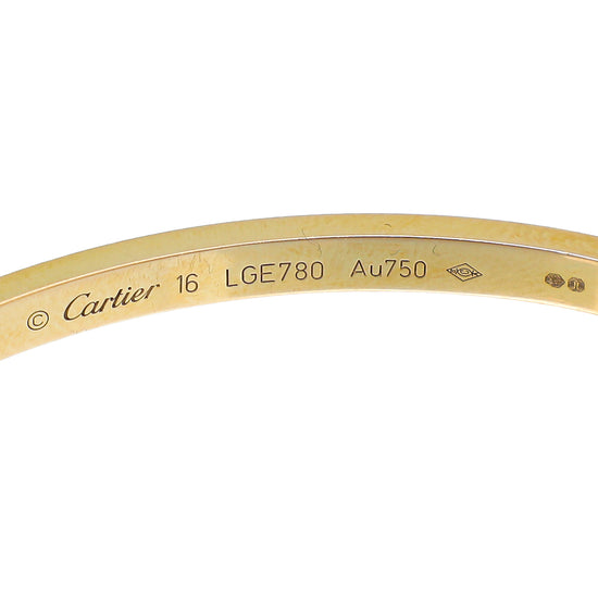 Cartier 18K Yellow Gold Small Model Love Bracelet w/Paved Diamonds 16