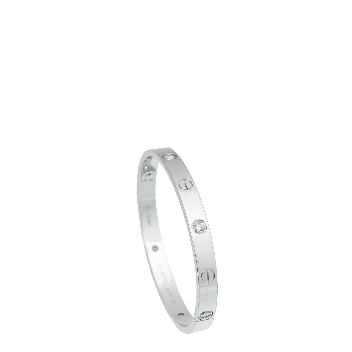 Cartier 18K White Gold 4 Diamond Love Bracelet 17-Cartier-THE CLOSET