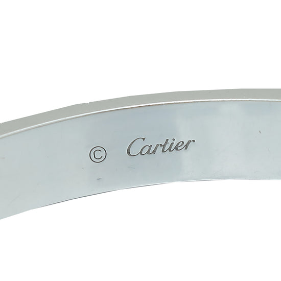 Cartier 18K White Gold 4 Diamond Love Bracelet 17