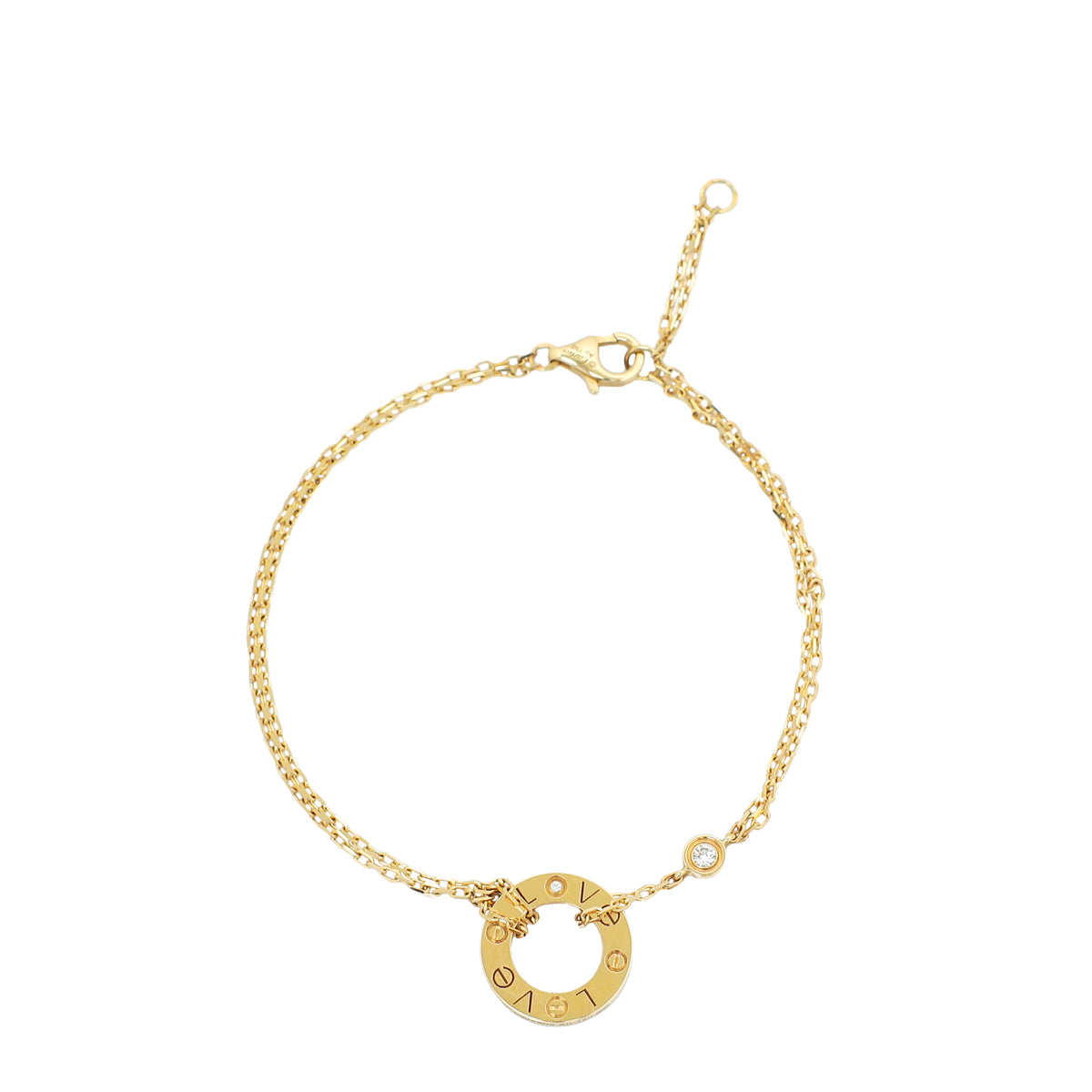 Cartier 18K Yellow Gold 2 Diamond Love Chain Bracelet-Cartier-THE CLOSET